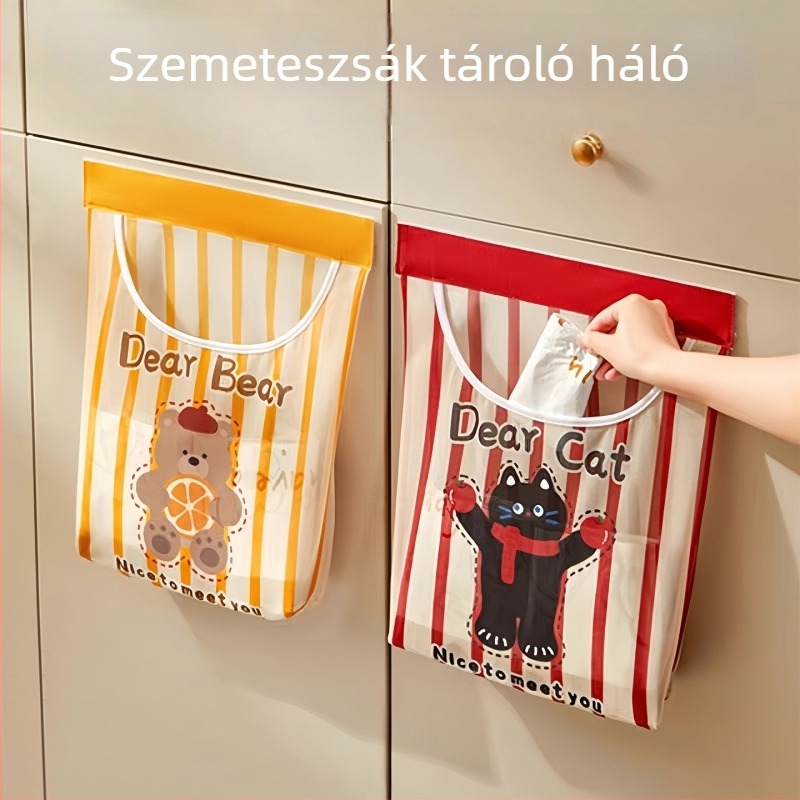 Falihoz rögzíthető hálós tárolótáska, nagy kapacitású konyhai rendszerező, lélegző háló