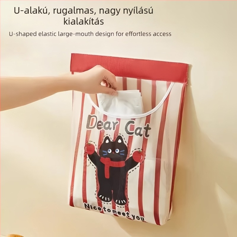 Falihoz rögzíthető hálós tárolótáska, nagy kapacitású konyhai rendszerező, lélegző háló
