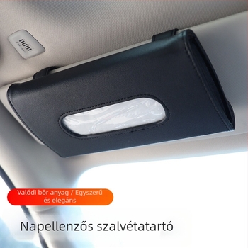 Bőr autó törlőkendő tartó, függő a napellenzőhöz illeszkedő belső kiegészítő