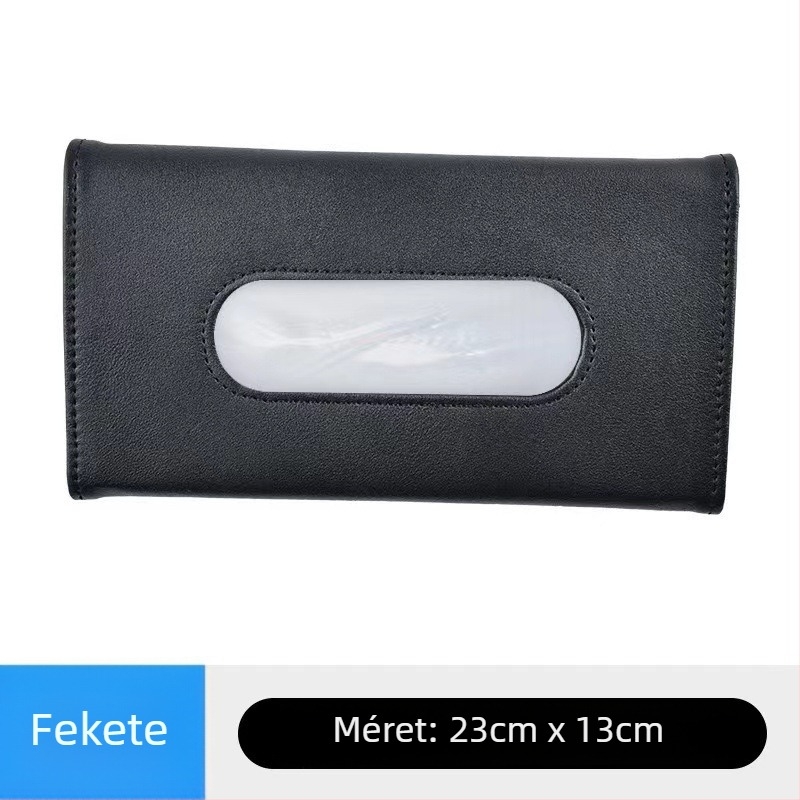 Bőr autó törlőkendő tartó, függő a napellenzőhöz illeszkedő belső kiegészítő
