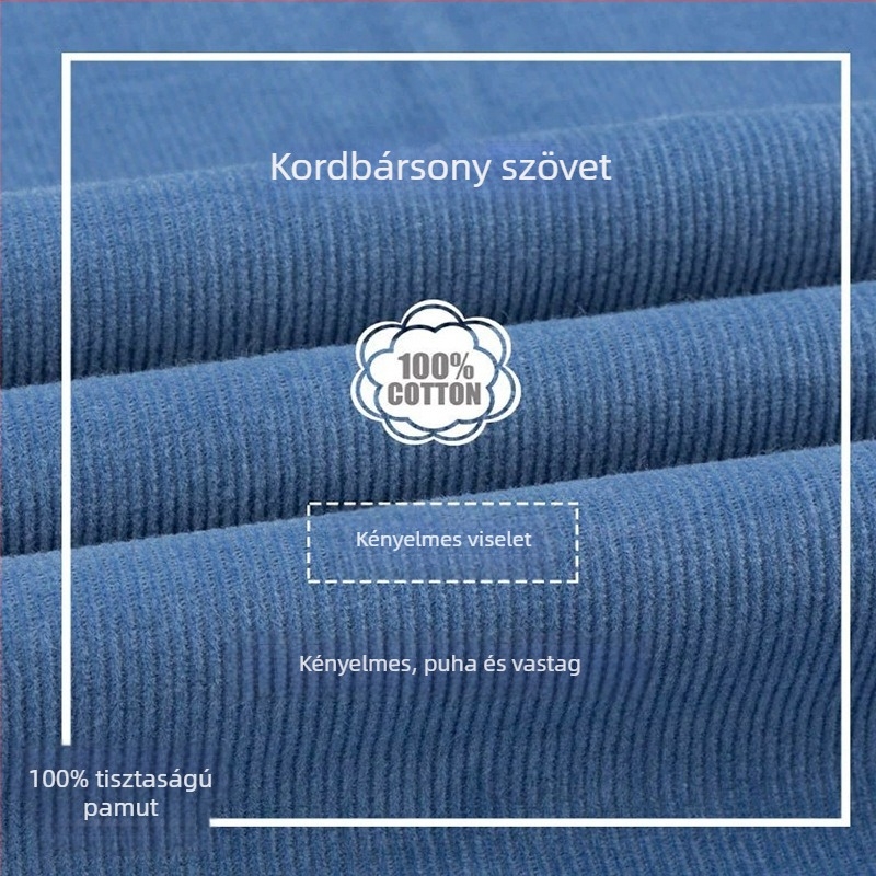 Corduroy munkaruha-stílusú férfiing, 100% pamut, mindennapi viselet, vintage egyszínű gallérral