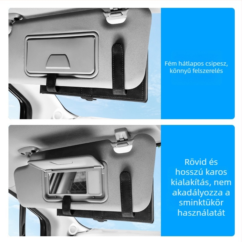 Bőr napellenzőhöz készült zsebkendő-doboz kozmetikai tükrövel Toyota RAV4, Camry, Levin, Avalon