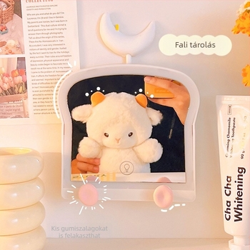 Asztali sminktükör LED világítással, Instagram-stílusú, hordozható, multifunkcionális tükör lányok kollégiumába