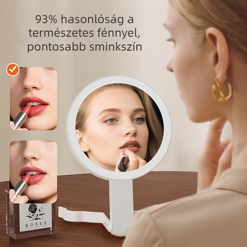 LED összecsukható, hordozható sminktükör világítással, asztali és akasztós változatban, HD tükör