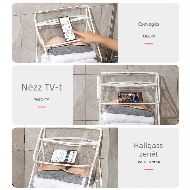 Fürdőszobai akasztós vízálló tárolótáska – nagy kapacitású rendező fehérneműk és kisebb kellékek számára