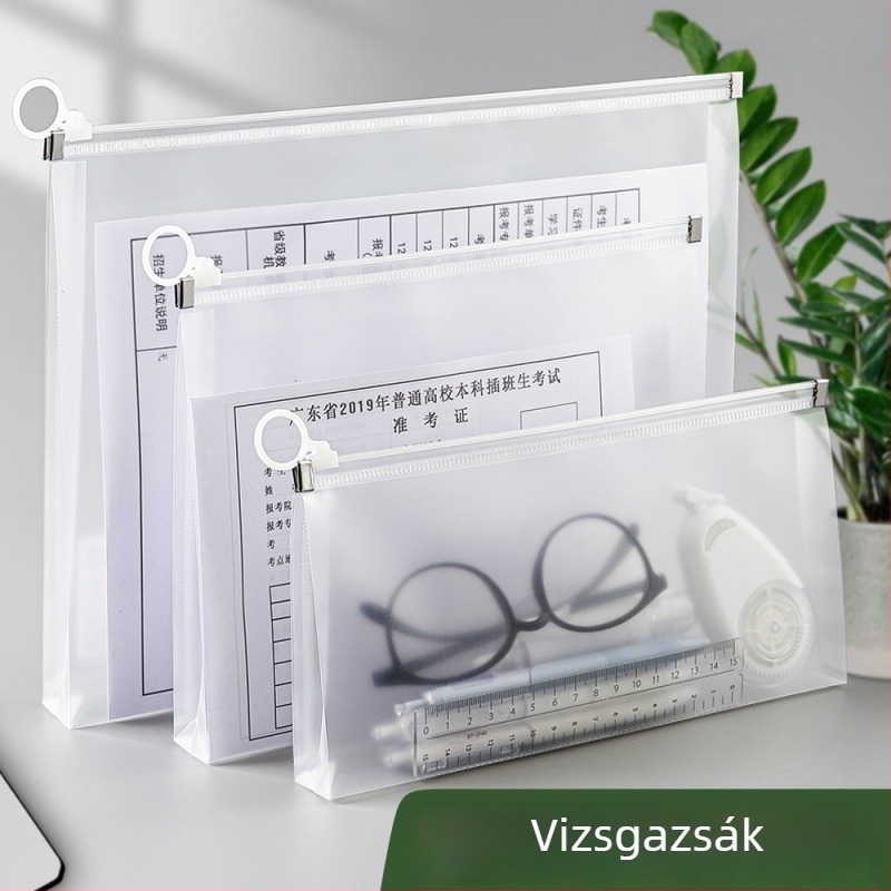 Átlátszó műanyag háromdimenziós dokumentumtáska, nagy kapacitású A4-es méretű iratokhoz, irodai dokumentumokhoz, nyugtákhoz és diákvizsgák anyagaihoz