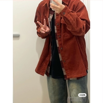 Vintage corduroy munkaruha ing-jacket hosszú ujjú, őszi-téli 2024, kód 460689