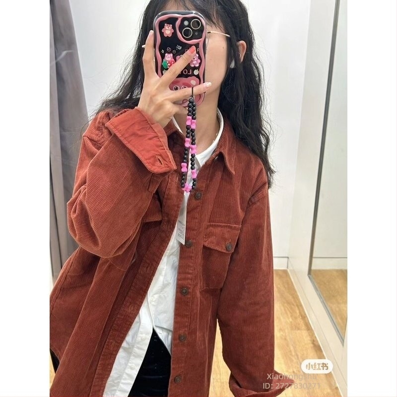 Vintage corduroy munkaruha ing-jacket hosszú ujjú, őszi-téli 2024, kód 460689