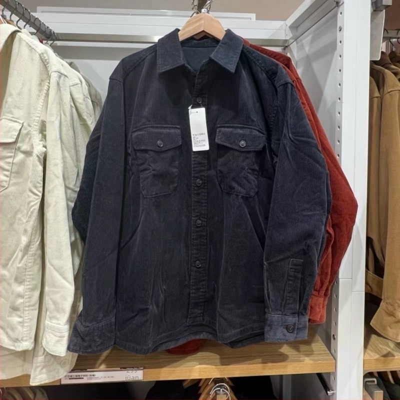 Vintage corduroy munkaruha ing-jacket hosszú ujjú, őszi-téli 2024, kód 460689