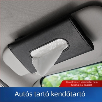 Bőr autó törlőkendő-doboz, függő napellenzőhöz – aranyos, kreatív autós tároló