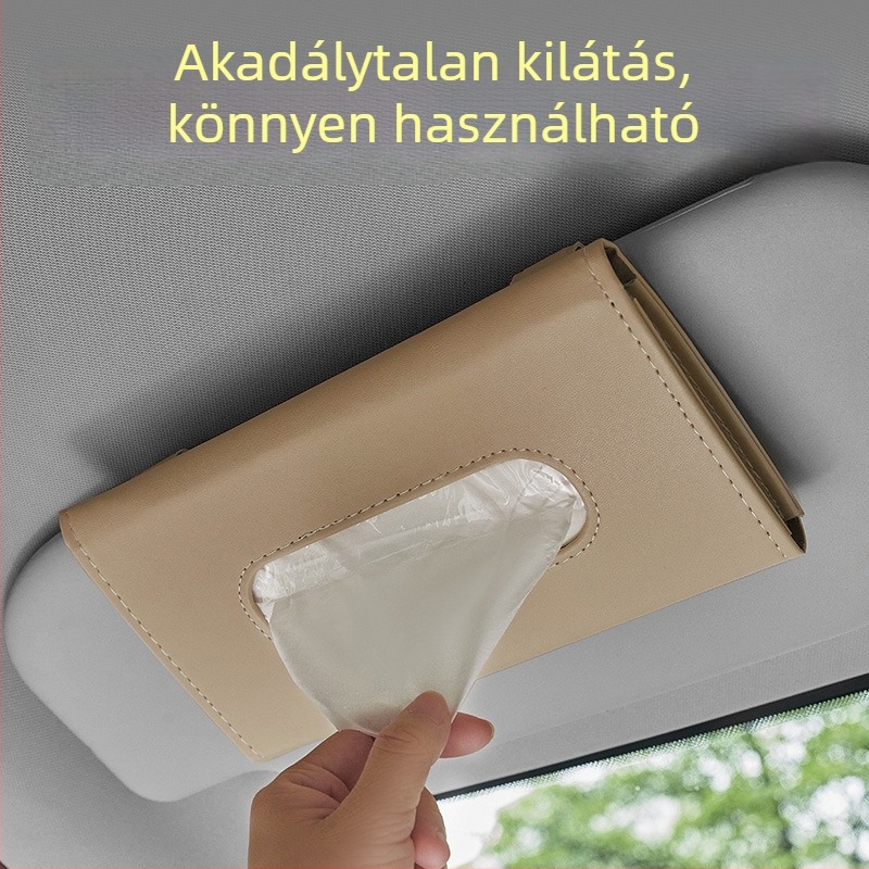 Bőr autó törlőkendő-doboz, függő napellenzőhöz – aranyos, kreatív autós tároló