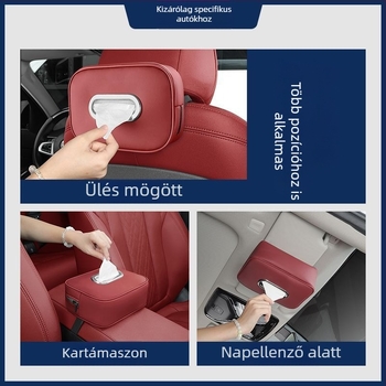 Autóba tervezett zsebkendő-doboz és karfa-tartó, hátsó ülésre szerelhető