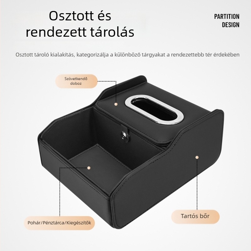 Univerzális bőr autókarfa tároló – szalvéták és tárhely
