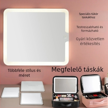 LED-tükrös sminktáska háromszínű állítható világítással, hordozható sminktükör