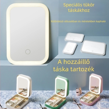 LED-tükrös sminktáska háromszínű állítható világítással, hordozható sminktükör