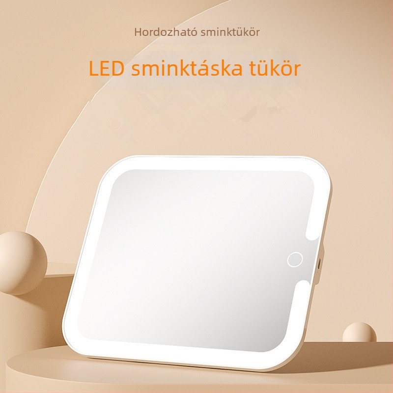 LED-tükrös sminktáska háromszínű állítható világítással, hordozható sminktükör