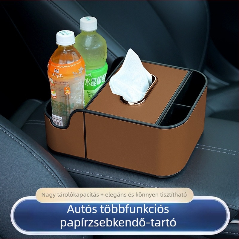 ABS autóba illő papírzsebkendő tartó – többfunkciós tároló a kartámaszhoz, univerzális modell