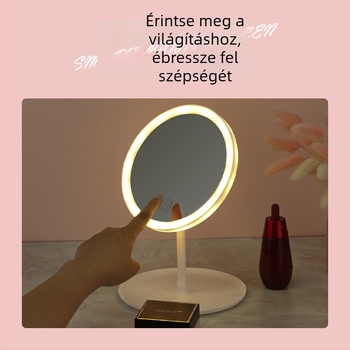 LED asztali sminktükör beépített világítással, kompakt szépség tükör