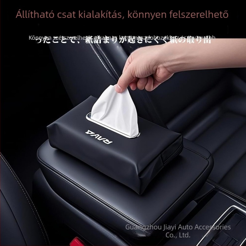Autóba való japán stílusú zsebkendő-doboz logóval, PU bőrből készült lógatható zsebkendő-táska napellenzővel, multifunkcionális