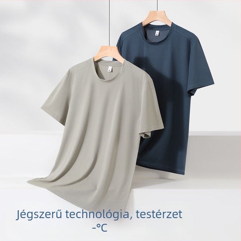 Férfi Ice Silk laza szabású, légáteresztő rövid ujjú felső, nyár 2026, gyorsan száradó