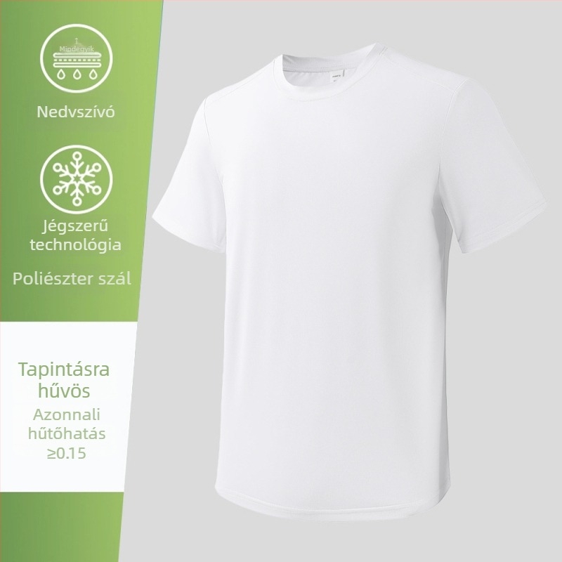 Férfi Ice Silk laza szabású, légáteresztő rövid ujjú felső, nyár 2026, gyorsan száradó