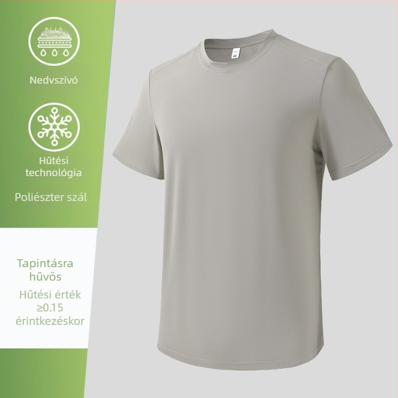 Férfi Ice Silk laza szabású, légáteresztő rövid ujjú felső, nyár 2026, gyorsan száradó