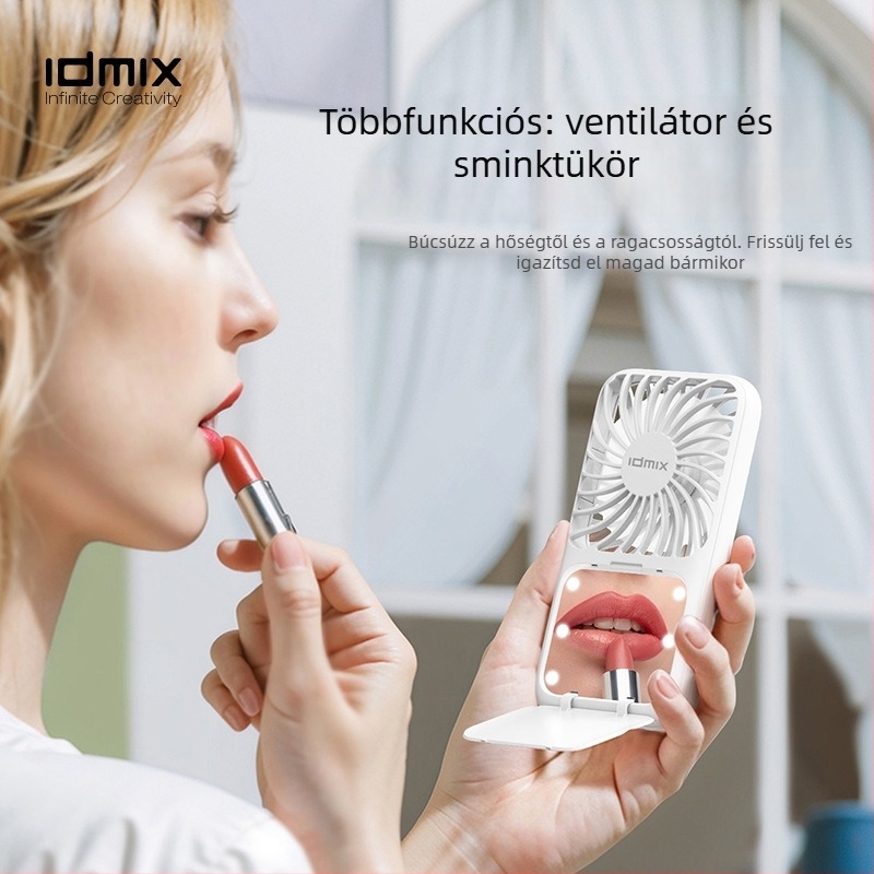 Kézben tartható USB-s újratölthető mini ventilátor, 3 fokozat, halk, beépített akkumulátor