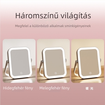 Hordozható LED sminktükör háromszínű fényerő-szabályozás lépés nélkül, kétoldalas 7x nagyítás, utazáshoz