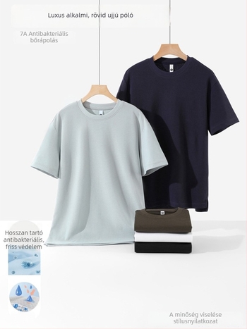 7A antibakteriális, könnyű luxus férfi rövid Ujjú T-shirt, egyszínű, oldalsó hasítékkal a szegélyen, nyár 2026