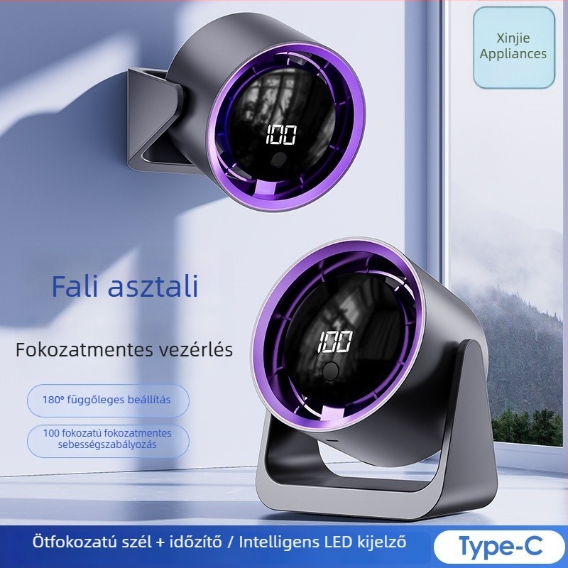 Cross-Screen asztali ventilátor, hordozható otthonra és kollégiumba, kis többfunkciós légkeringető ventilátor beépített akkumulátorral