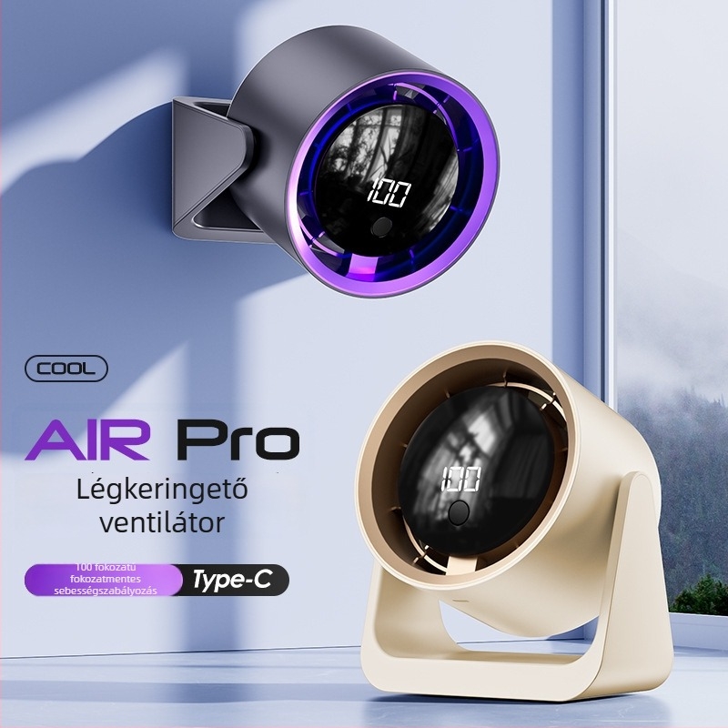 Cross-Screen asztali ventilátor, hordozható otthonra és kollégiumba, kis többfunkciós légkeringető ventilátor beépített akkumulátorral