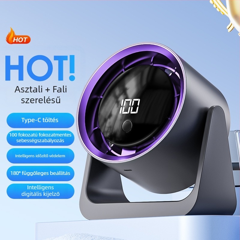 Cross-Screen asztali ventilátor, hordozható otthonra és kollégiumba, kis többfunkciós légkeringető ventilátor beépített akkumulátorral