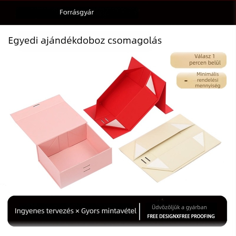 Egyedi, luxus összecsukható ajándékdoboz fedéllel, emlékként szolgáló csomagolás, karácsonyi és újévi ajándékdoboz, nyomtatott dizájn
