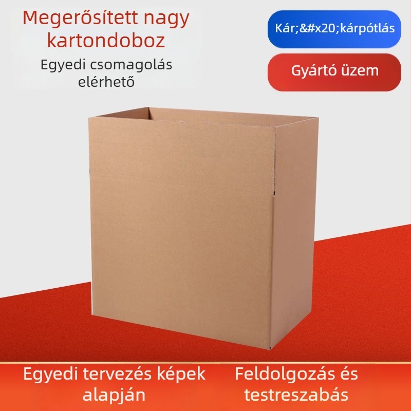 Öt rétegű merev hullámkarton doboz költöztetéshez, méretei 25×20×16 cm, összecsukható