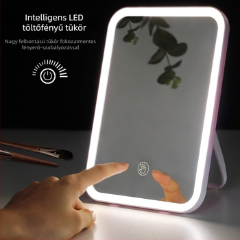 LED smink tükör asztali, összecsukható világítással, kollégiumi szobába
