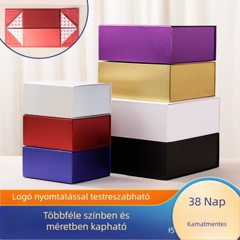 Integrált, színes összecsukható ajándékdoboz mágneses fedéllel, könyv alakú csomagolás