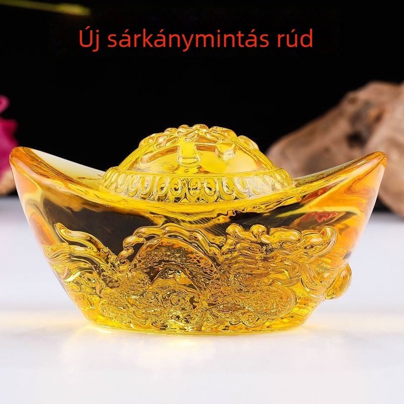 Kristály ingot kettős sárkánnyal, sárkány mintás üvegingot a lakásdekorációhoz