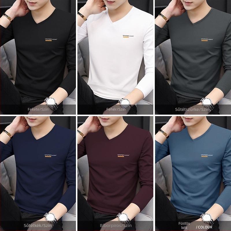 Férfi Modal hosszú ujjú T-shirt, vékony, szűk szabású alapréteg, tavasz–ősz 2026