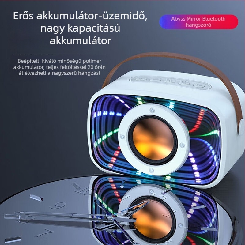 W20 Bluetooth hangszóró űrkapszula formájú Abyss Mirror felülettel, erőteljes hangerő, gazdag hangzás, mély basszus, függőleges dizájn és színes fények