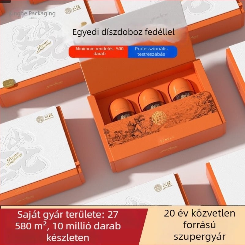 Flip-top keményfedelű ajándékdoboz teáscsésze és teafű-csomagolásához, testreszabható prémium teáscsésze és csomagolás, üres doboz, vállalati jubileumi ajándék