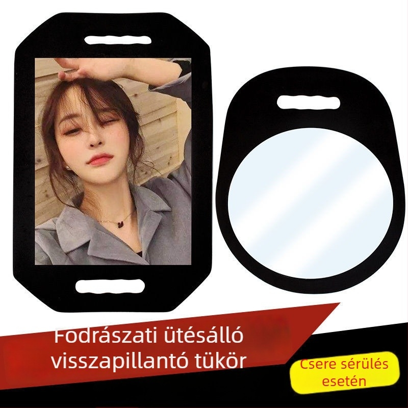 Fodrász kézi tükör, HD habfelület, kör alakú hátsó tükör a szalonhoz, ütésálló, négyszögletes tükör