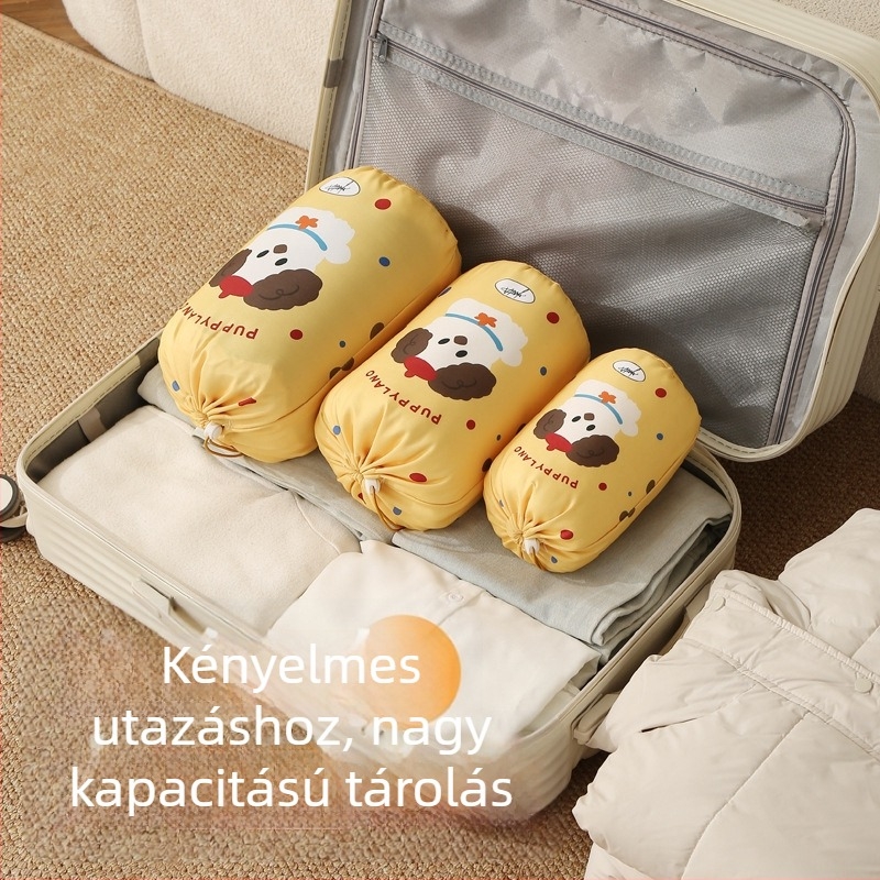 Összenyomható tároló tasakok ruhákhoz és pehelykabátokhoz, utazáshoz és otthoni rendezéshez, hordozható ruházati szervezők