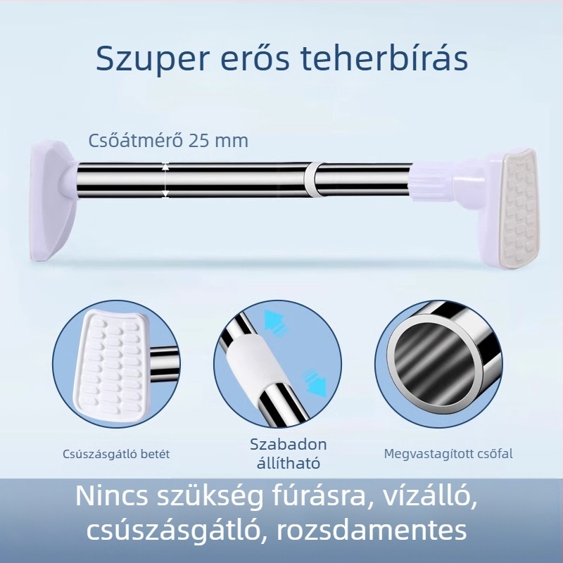 Kihúzható ruhaszárító rúd rozsdamentes acélból erkélyre – fúrás nélküli falhoz szerelés