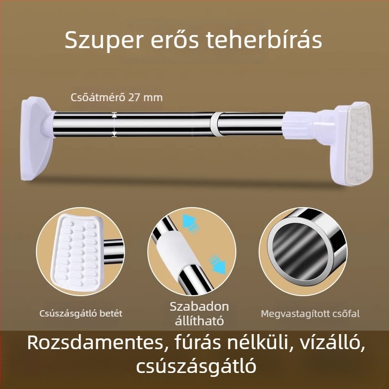 Kihúzható ruhaszárító rúd rozsdamentes acélból erkélyre – fúrás nélküli falhoz szerelés