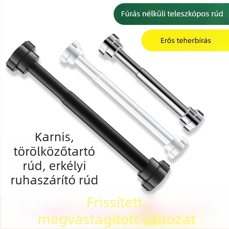 Fúrás nélküli teleszkópos ruhaszárító rúd erkélyre, rozsdamentes acélból