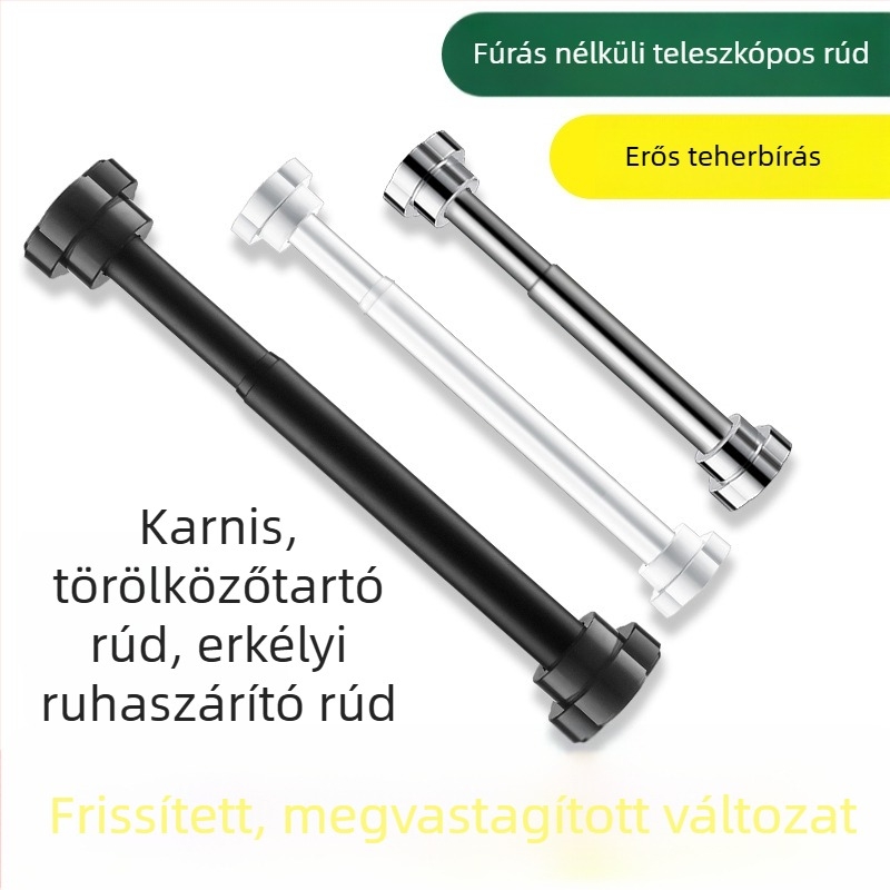 Fúrás nélküli teleszkópos ruhaszárító rúd erkélyre, rozsdamentes acélból