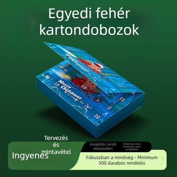 Felfelé nyíló ajándékdoboz személyre szabott csomagolással, luxus butik minőségű ajándékdoboz, üres doboz logónyomtatással kis tételben