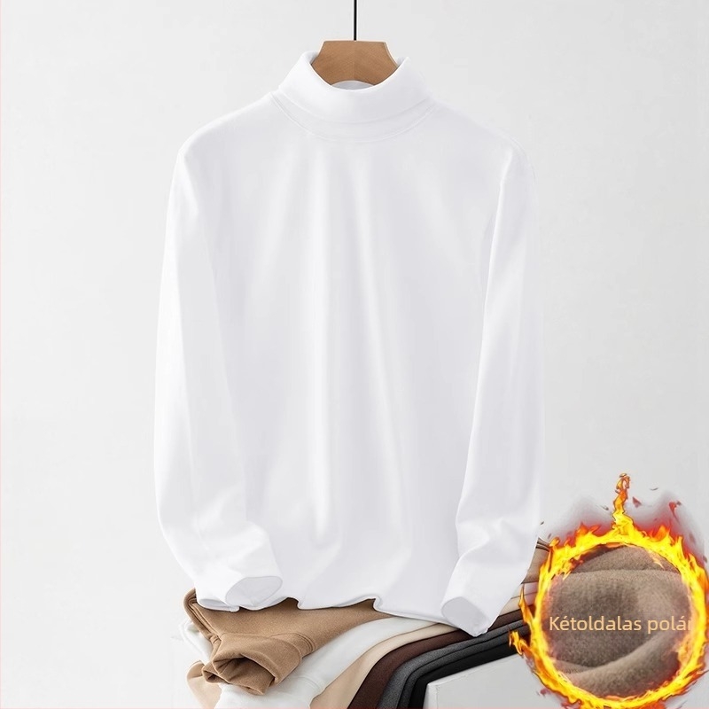 Férfi őszi-téli termo felső, vastag fleece-bélés, hosszú ujjú alapréteg, magas gallérral