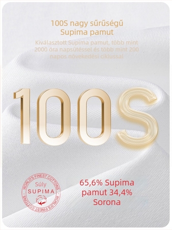 Ameligo Férfi rövid ujjú póló Supima pamutból, 100s, fehér, kerek nyak, egyszínű