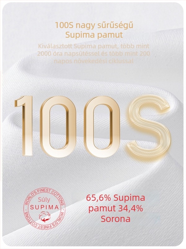 Ameligo Férfi rövid ujjú póló Supima pamutból, 100s, fehér, kerek nyak, egyszínű